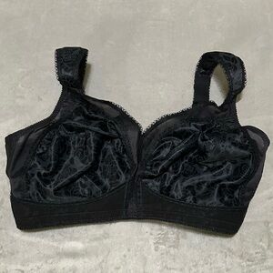 Black Floral Satin Bra